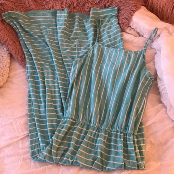 EUC Turquoise with white pinstripes maxi dress - Picture 2 of 4